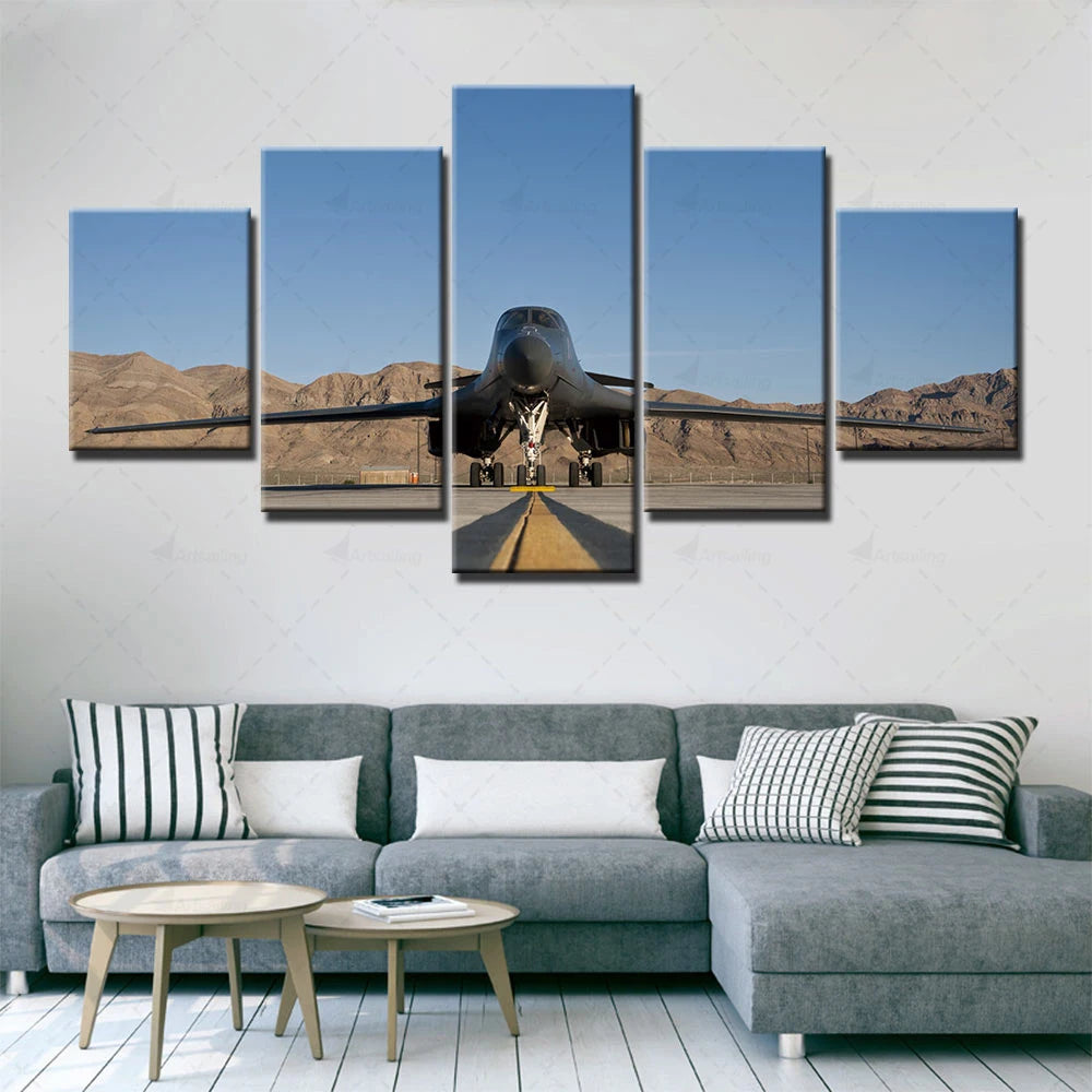 Canvas Hd Printed Home 5 Panel Decoration Airplane Painting Modern