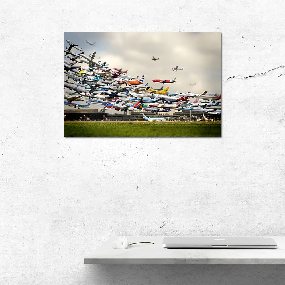 Wall Art 1 Piece Canvas Cloth Fabric Painting Airport Aircraft