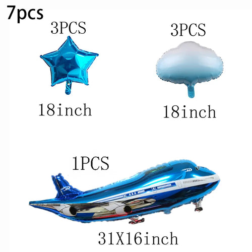 7 Pcs Airplane Balloons Aviator Adventure Balloon Birthday Baby Shower