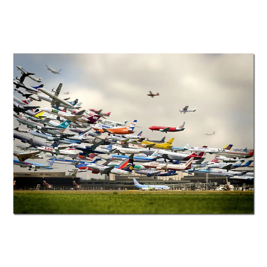 Wall Art 1 Piece Canvas Cloth Fabric Painting Airport Aircraft