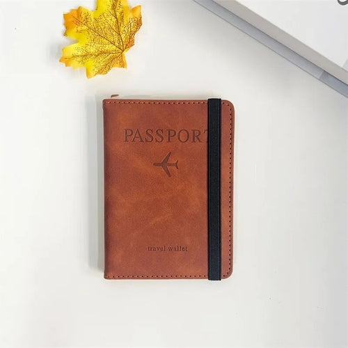 Women Men RFID Vintage Business Passport Covers Holder Multi-Function