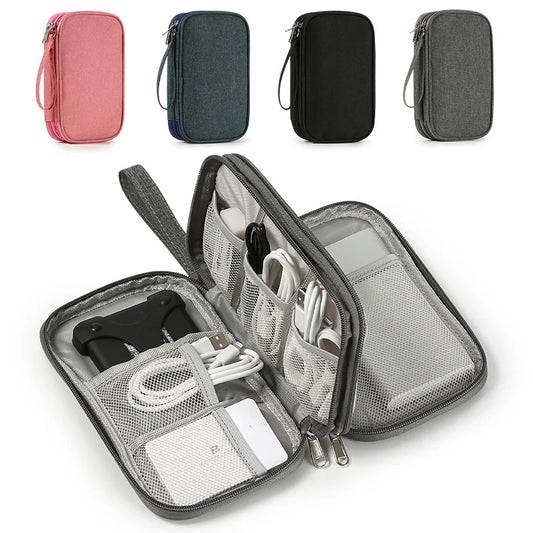NEW Double Layers Storage Bags For Cable Cord Travel Organizer Bag