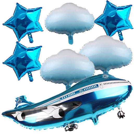 7 Pcs Airplane Balloons Aviator Adventure Balloon Birthday Baby Shower